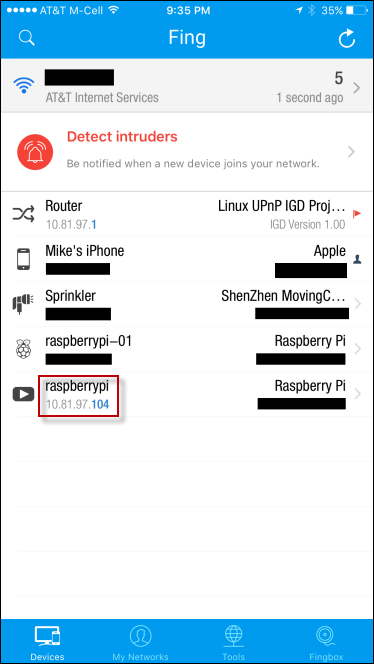 Determine the IP address of the Raspberry Pi